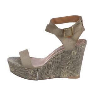 Alexa Wagner Suede Snake Platform Heels Sandals Y2K Wrap Ankle 39.5 Italy Gray